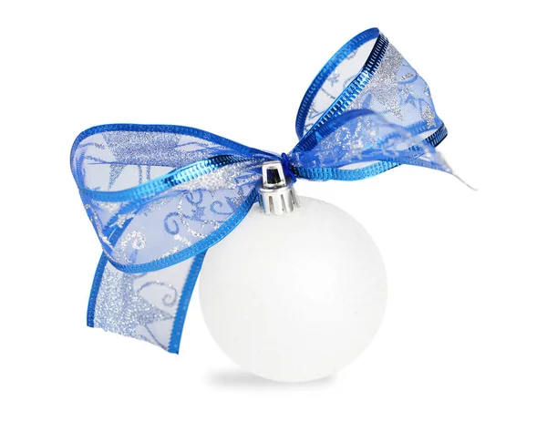 Branco e azul Natal bugiganga — Fotografia de Stock