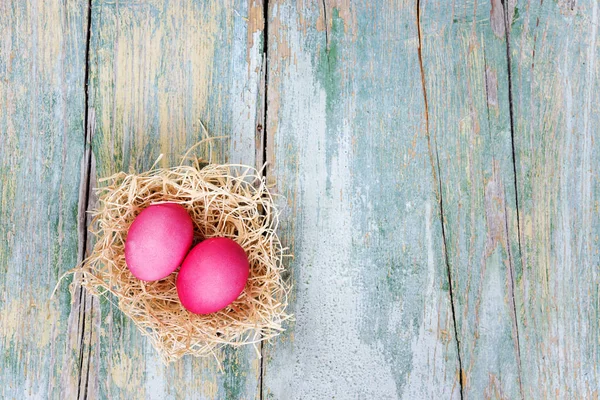 Easter composition with two red eggs — Stock Photo, Image