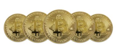 Beyaz zemin üzerine altın bitcoins