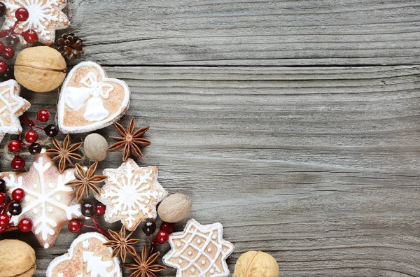 クッキーとクリスマスの背景 — ストック写真