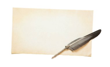 Boş eski kağıt ve güzel tüy