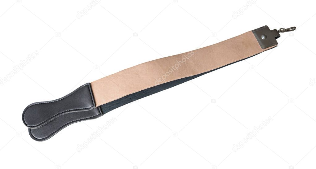 Leather strop on a white background