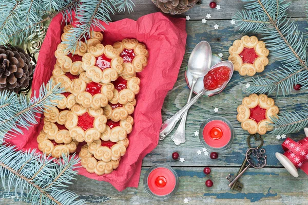 Christmas cookies with jam — Stock Photo, Image