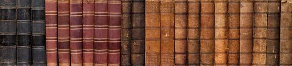 Lange rij antieke boeken — Stockfoto