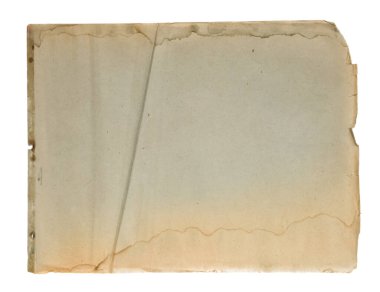 Beyaz arka planda yırtık kenarlı, buruşuk, eski kağıtlar.