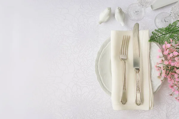 Clásico Servicio Para Una Cena Gala Con Porcelana Lujo Platería — Foto de Stock