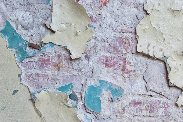 Old Brick Wall Peeling Paint Texture Background — Stock Photo, Image