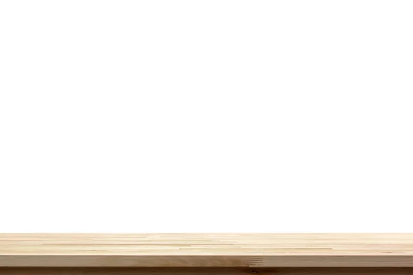 Tampo da mesa de madeira no fundo branco — Fotografia de Stock