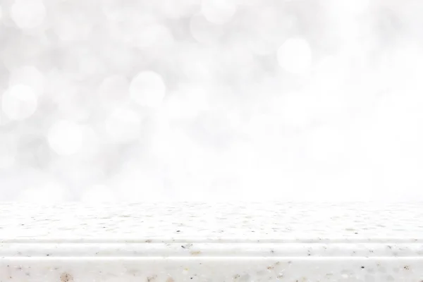 Stone countertop on bokeh white background