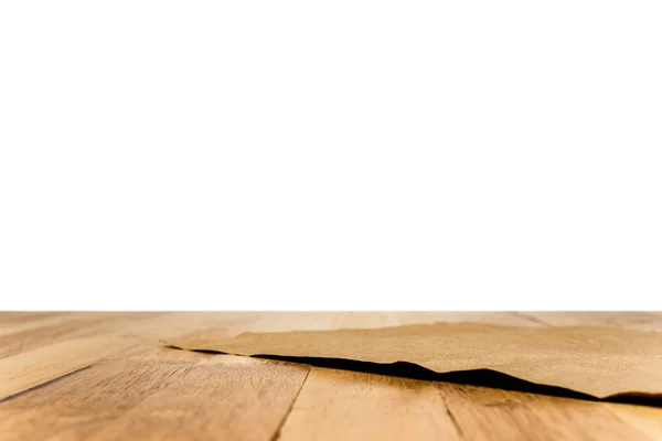 Papel marrom na parte superior da mesa de madeira — Fotografia de Stock