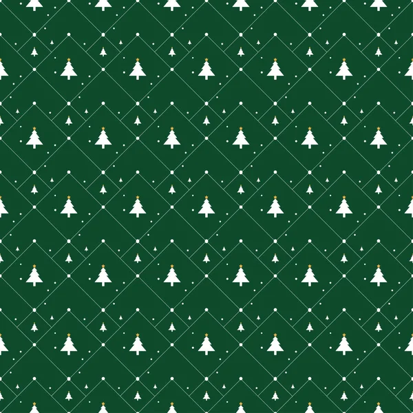 Padrão de Natal com pequenas estrelas, neve e árvores de Natal — Vetor de Stock