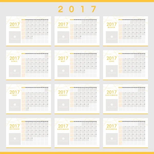 2017 kalendáře s prostorem pro vaše fotografie — Stockový vektor