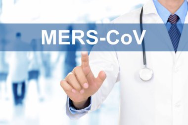 Sanal ekran sekmesinde Mers-Cov dokunmadan doktor el