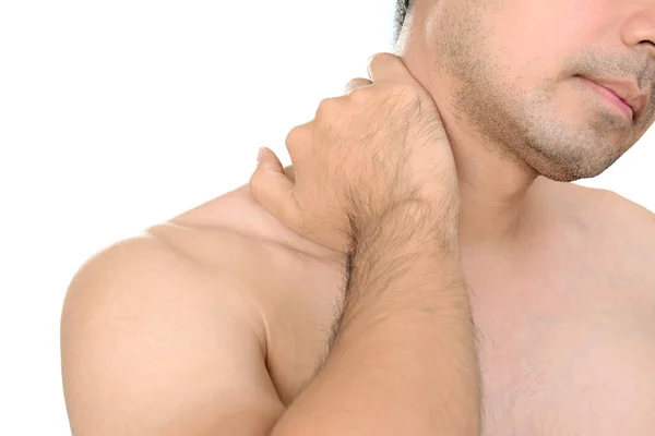 Człowiek o ból szyi — Zdjęcie stockowe