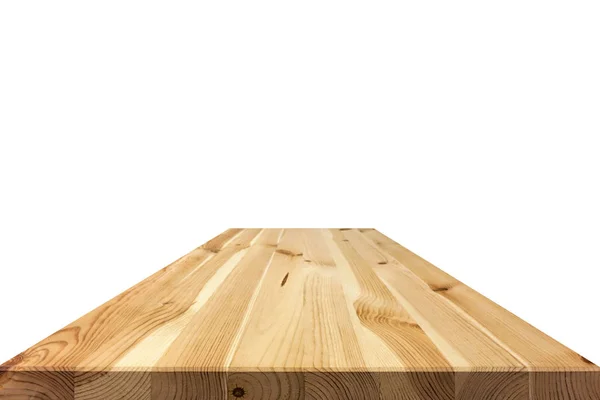 Dřevěný stůl top izolované na bílém pozadí — Stock fotografie