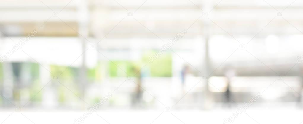 Abstract blur white green panoramic banner background