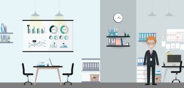 Bir işadamı ile modern çalışma alanı