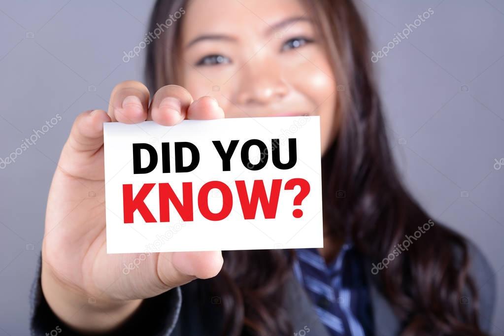 DID YOU KNOW? message on the card shown by a woman