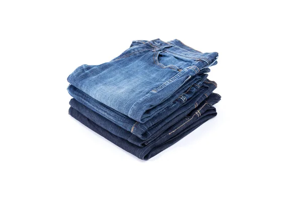 Pilha de Jeans Azul — Fotografia de Stock