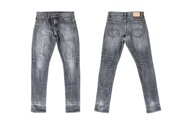 Jeans cinza claro isolado no fundo branco — Fotografia de Stock
