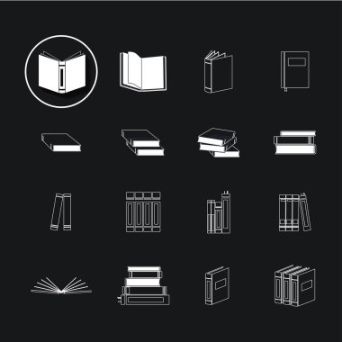 Siyah arkaplanda kitap simgeleri