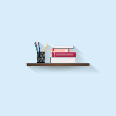 Yığın kitap ve Kırtasiye ahşap raf