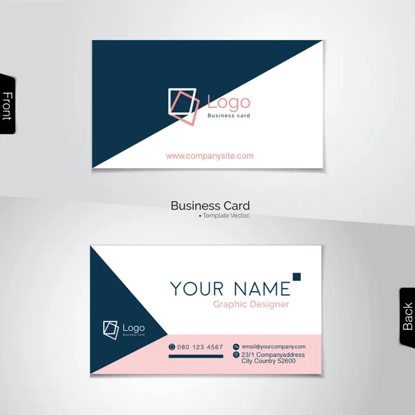 シンプルな白ピンクと濃い青のビジネス カード — ストックベクタ