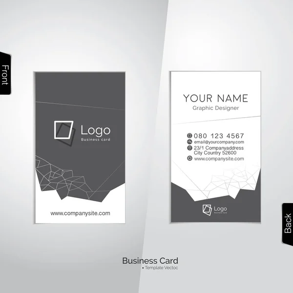 現代の白とグレーの縦型ビジネス カード抽象的な線ポリゴン — ストックベクタ
