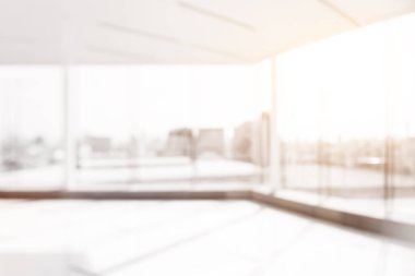 Cam duvar, şehir manzaralı boş ofis Oda bulanıklık