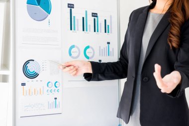 İş kadını panosunda grafik bilgi sunma