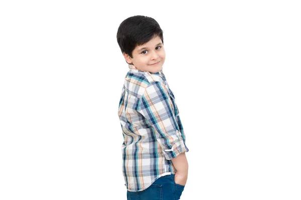 Handsome cute Asian boy posing on white background — Stock Photo, Image