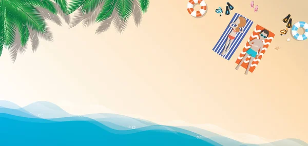 夏ビーチ休暇のベクトルの背景、コピー spac のトップ ビュー — ストックベクタ