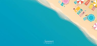 Yaz plaj tatil vektör arka plan, kopya spac ile Üstten Görünüm