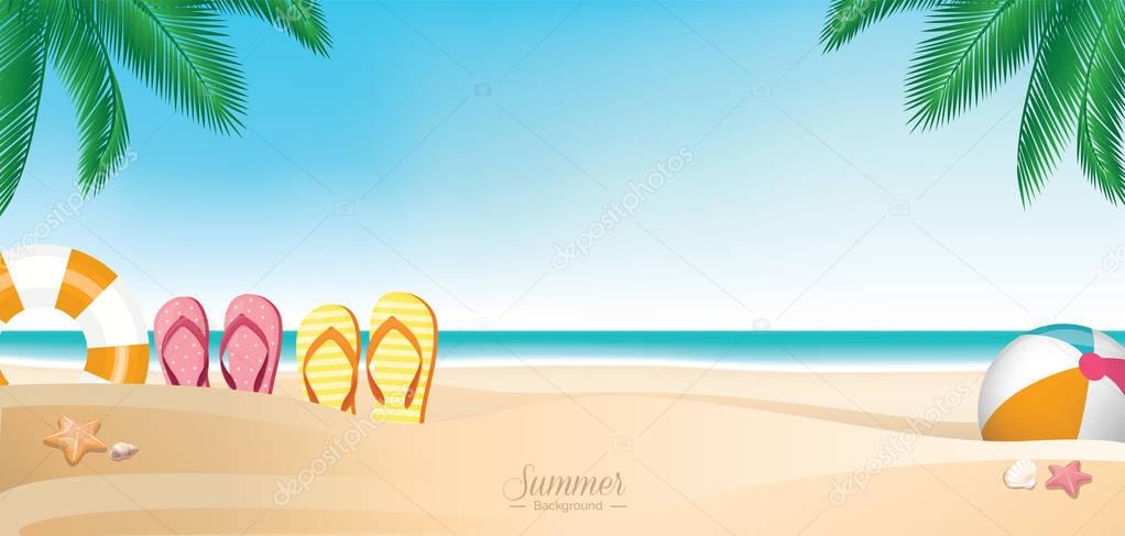 Colorful summer vacation beach banner background