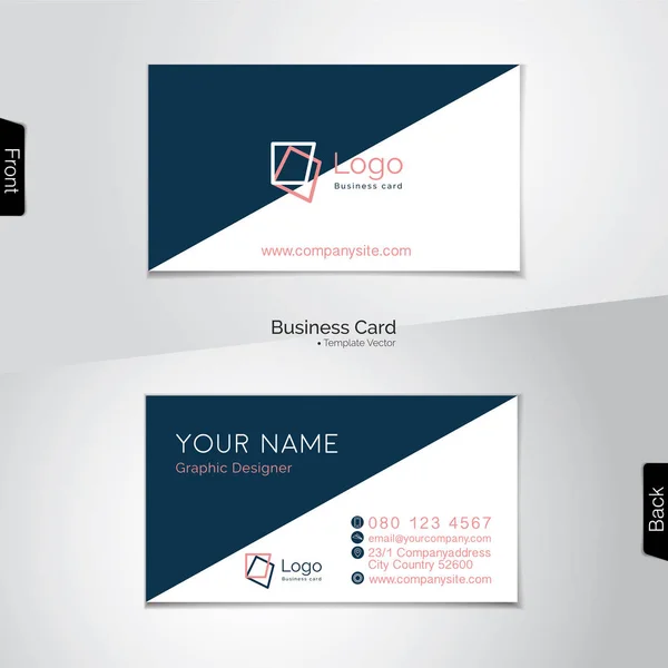 シンプルな白と濃い青のビジネス カード - ベクトル テンプレート — ストックベクタ