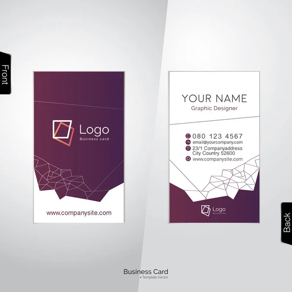 モダンな白と濃い紫縦型ビジネス カード抽象化のために — ストックベクタ