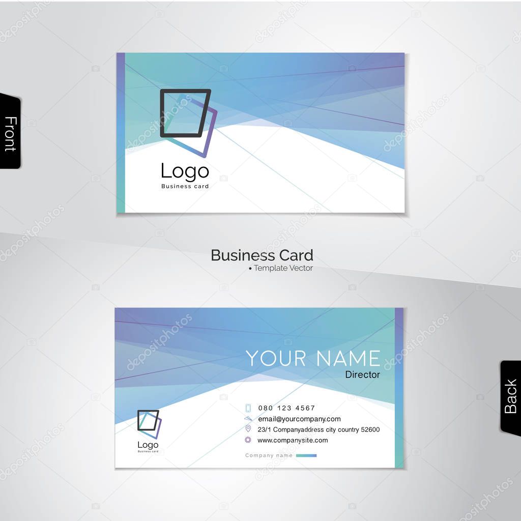 Modern abstract  business card vector template - soft tone with light blue, green, purple and white colors