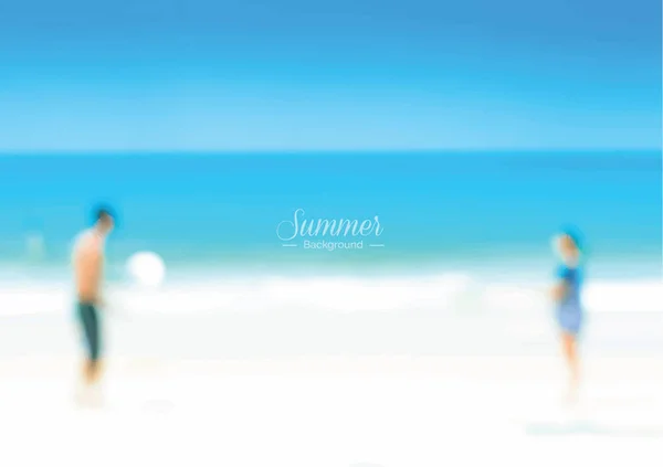 Couple flou jouant à la plage - vacances d'été vecteur backgro — Image vectorielle