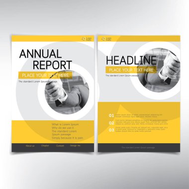 Modern iş kapak sayfası, vektör şablon, sarı Tema