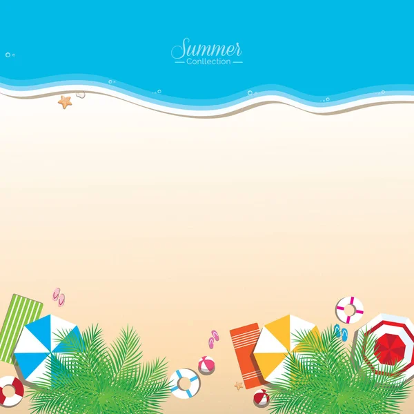 Kleurrijke zomer beach vector achtergrond, bovenaanzicht — Stockvector