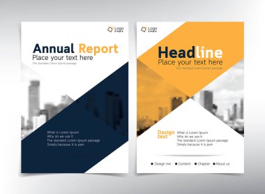 Modern sarı ve mavi kapak sayfası, vektör şablonu