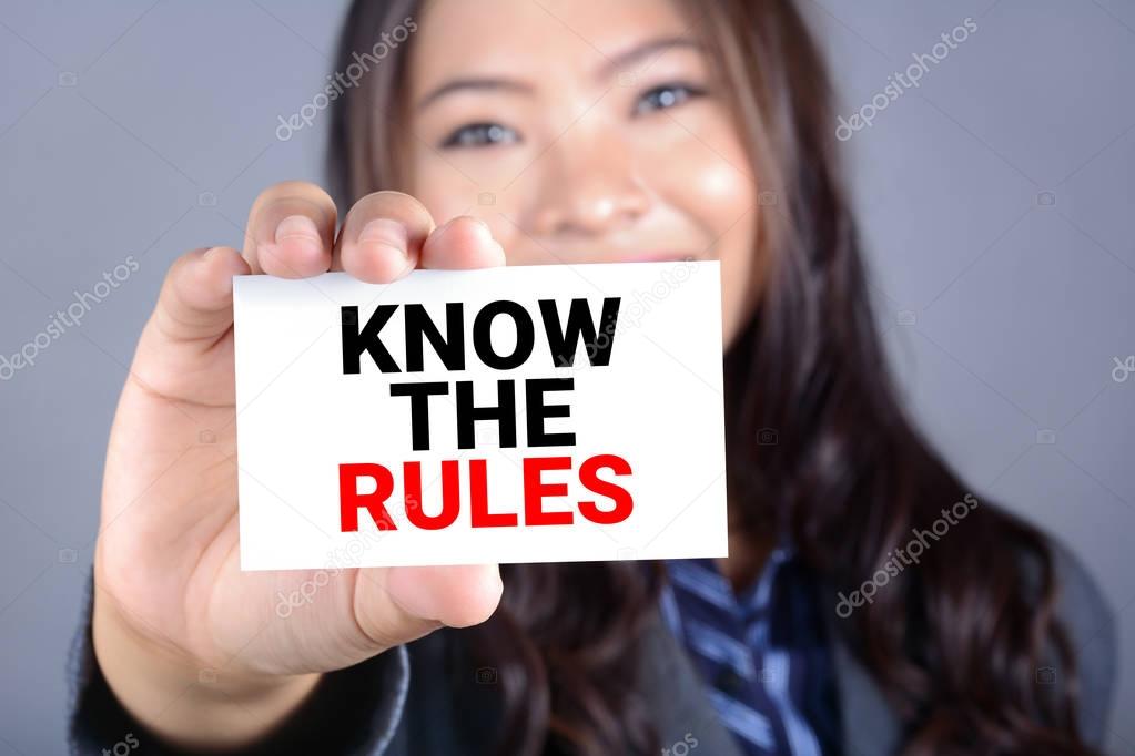 KNOW THE RULES, message on the card