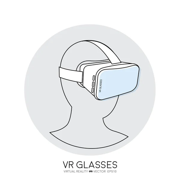 Un hombre que usa gafas de realidad virtual (o VR), icono de vector — Vector de stock