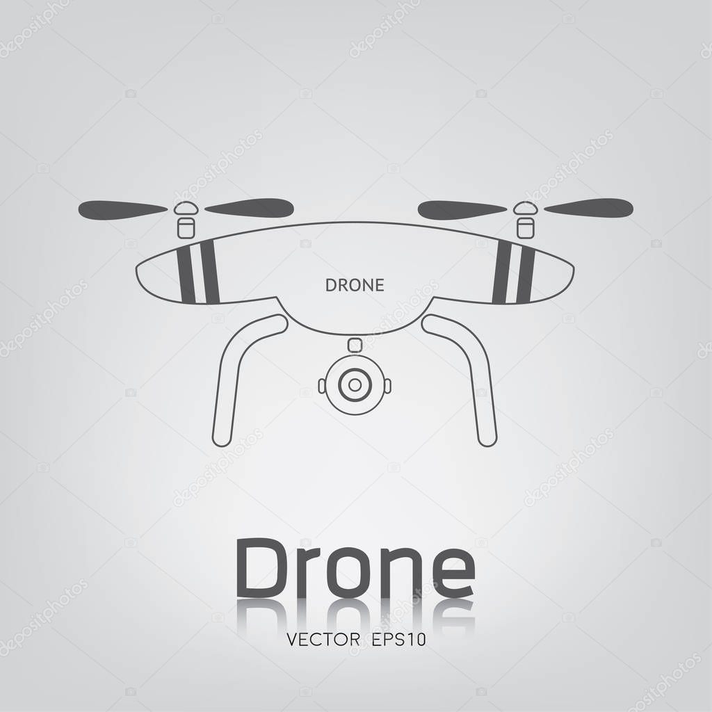 Drone vector icon on light gray background