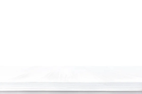 Leere weiße Holztischplatte — Stockfoto
