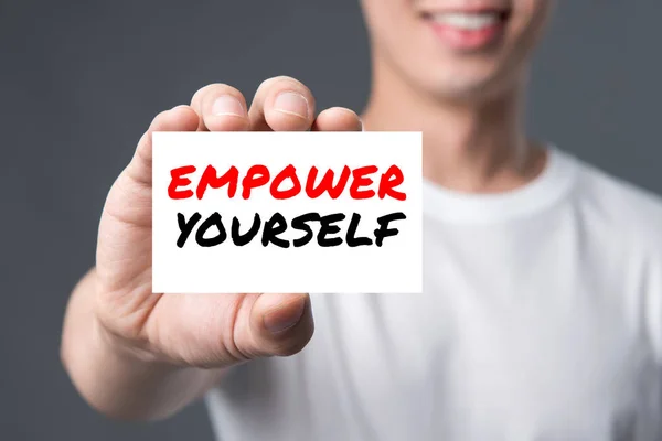 Empower Yourself Message Card Shown Man — Stock Photo, Image