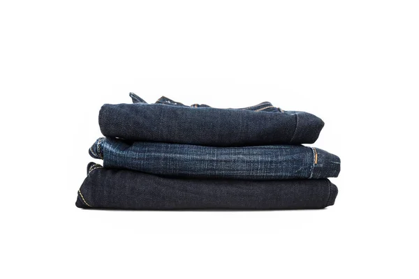 Pilha de jeans azul escuro — Fotografia de Stock