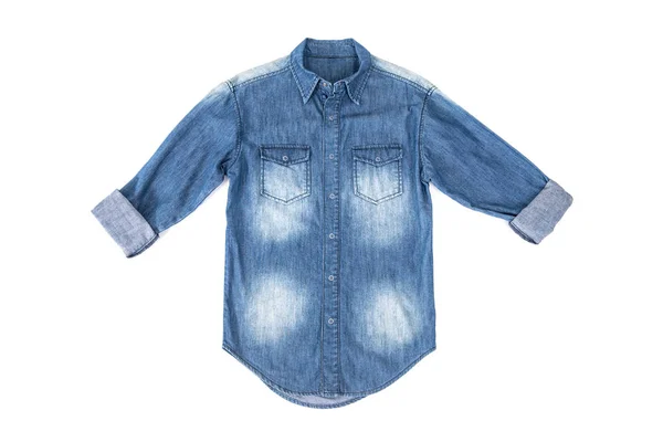 Camisa vaquera azul con mangas enrolladas —  Fotos de Stock