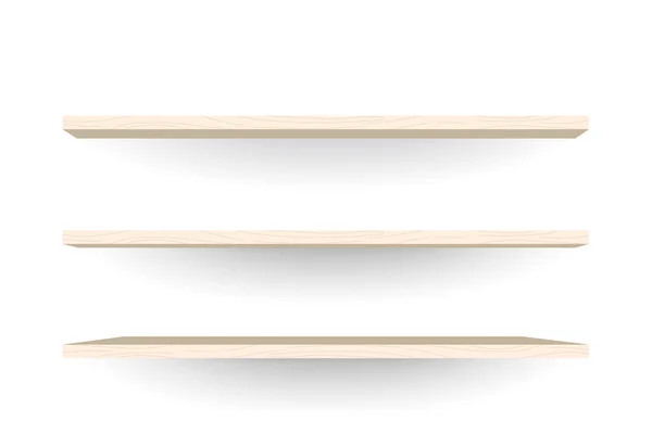 Prateleiras de madeira sobre fundo branco — Vetor de Stock