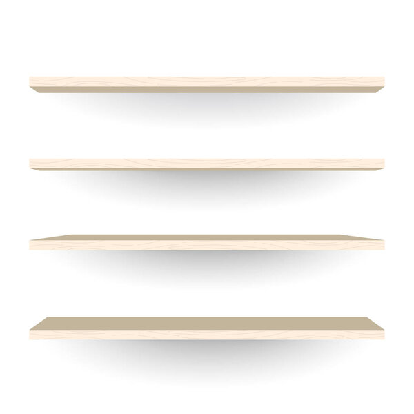 Wood shelves on white background